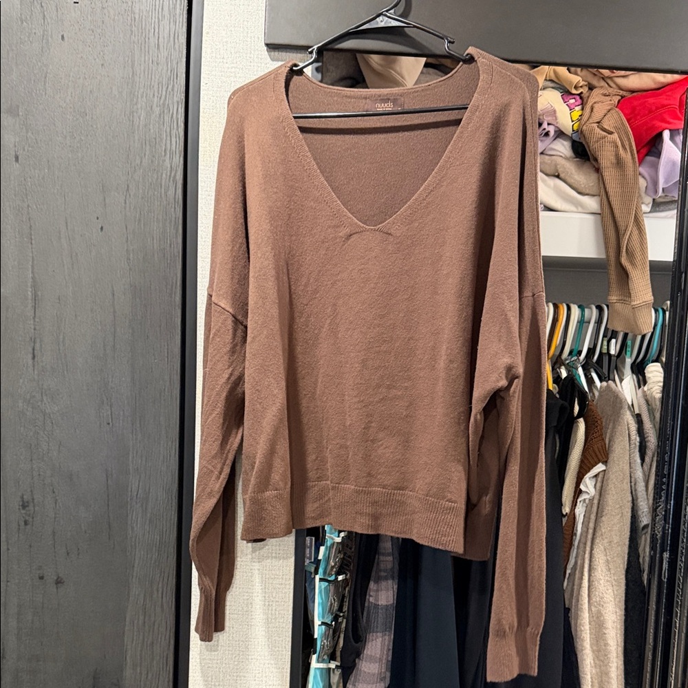 Brown V-Neck NUUDs Sweater